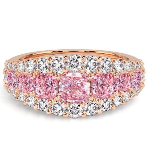 anniversary band - Italo Rose Gold Halo Cushion Cut Pink Sapphire Anniversary Band Ring, Italo jewelry - Online Catalog