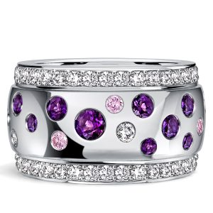 eternity band - Italo Flush Set Waterfall Amethyst & Pink Sapphire Eternity Band For Women, Italo jewelry - Online Catalog