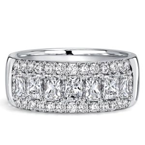 anniversary band - Italo Halo Radiant Cut Half Eternity Wedding Band For Women, Italo jewelry - Online Catalog