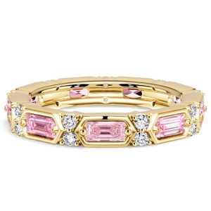eternity band - Italo Baguette Cut Pink Sapphire Eternity Band For Women Pink Stone Ring, Italo jewelry - Online Catalog