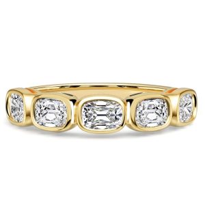 classic band - Italo Bezel Set Cushion Cut Half Eternity Wedding Band For Women, Italo jewelry - Online Catalog