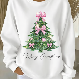 Women Christmas Crew Neck Printing Casual Spring/Fall Long Sleeve Sweatshirt, JustFashionNow Sweatshirts & Hoodies, color:White|size:XXL,