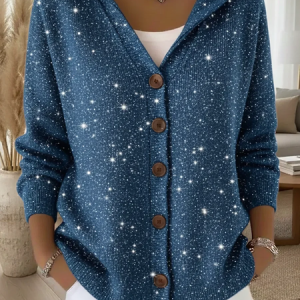 Women Christmas Long Sleeve Comfy Vintage Printing Cardigan, Cardigans, color:Blue|size:4XL, catalog Noracora shop