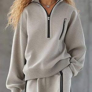 Casual Plain Zipper Stand Collar Raglan Sleeves Sweatshirt, Hoodies and Sweatshirts, color:Gray|size:XXL, Stylewe