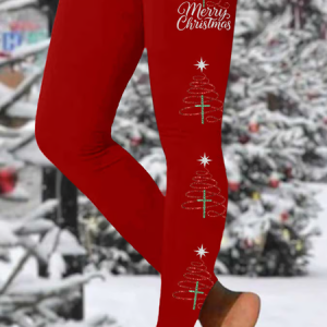 Women Christmas Casual All Season Printing Long Leggings, JustFashionNow Leggings, color:Red|size:XXL,