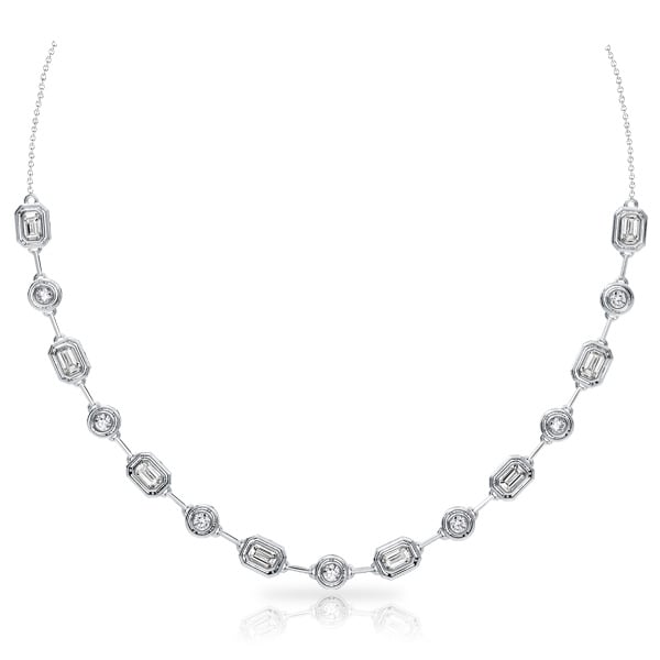 necklaces - Italo Bezel Set Emerald & Round Cut Tennis Bolo Necklace For Women, Italo jewelry - Online Catalog