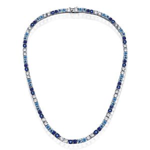 necklaces - Italo 4.5 MM Round Cut Blue Sapphire Blue Topaz Tennis Necklace For Women, Italo jewelry - Online Catalog