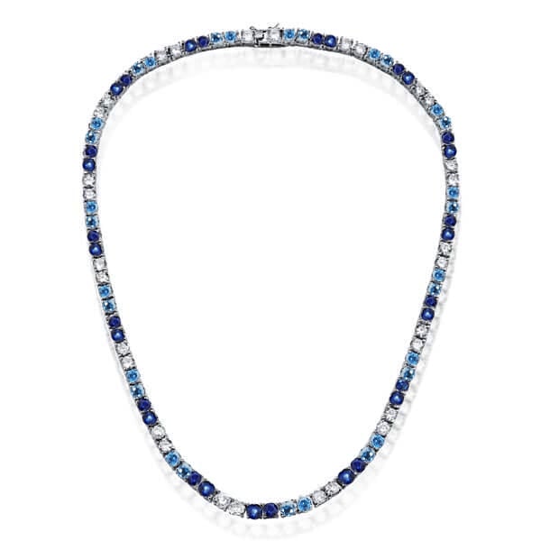 necklaces - Italo 4.5 MM Round Cut Blue Sapphire Blue Topaz Tennis Necklace For Women, Italo jewelry - Online Catalog