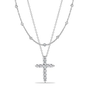 necklaces - Italo Bezel Setting Round Cut Cross Layering necklaces For Women, Italo jewelry - Online Catalog