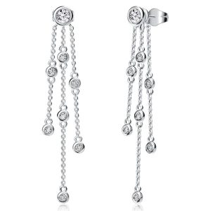 earrings - Italo Bezel Setting Round Cut Drop Earrings For Women Dangle Earring, Italo jewelry - Online Catalog