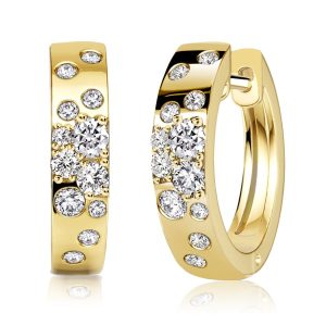earrings - Italo Golden Flush Setting Cut Hoop Earrings For Women Waterfall Earrings, Italo jewelry - Online Catalog