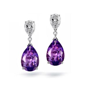 earrings - Italo Pear Cut Amethyst Drop Earrings In Sterling Silver, Italo jewelry - Online Catalog