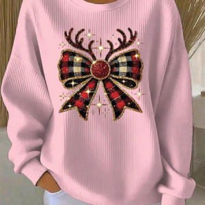 Casual Crew Neck Christmas Sweatshirt Printing, Hoodies & Sweatshirts, color:Pink|size:4XL, catalog Noracora shop