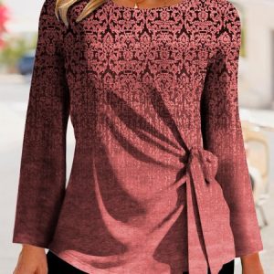 Women's Ethnic Style Fashion Regular Fit Tunic Top, JustFashionNow Shirts & Blouses, color:Red|size:XXL,