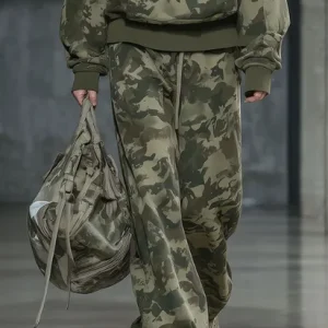 Casual Camo Printing Straight Pants, Pants, color:Green|size:XXL, Stylewe