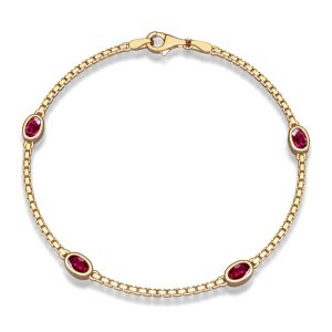 bracelets - Italo 1.5 MM Chain Bezel Set Oval Cut Ruby Chain Bracelet For Women, Italo jewelry - Online Catalog