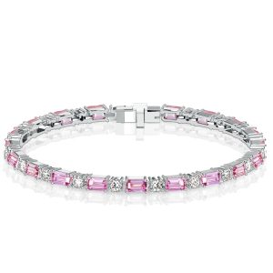 bracelets - Italo Baguette & Round Cut Pink Sapphire Tennis Bracelets For Women, Italo jewelry - Online Catalog