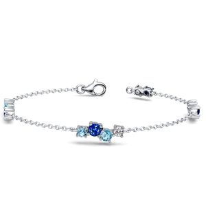 bracelets - Italo Clusters Blue Sapphire Aquamarine Chain Bracelets Women, Italo jewelry - Online Catalog