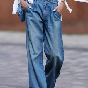Women Plain Long Elastic Waist Pants Casual Spring/Fall Trousers, Pants, color:Blue|size:3XL, catalog Noracora shop