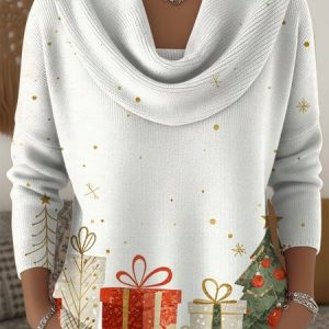 Women Christmas Long Sleeve Comfy Vintage Sweater, Sweaters, color:Color2|size:4XL, catalog Noracora shop