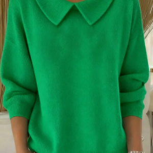 Women Plain Printing Spring/Fall Casual Long Sleeve Shawl Collar Sweatshirt, JustFashionNow Sweatshirts & Hoodies, color:Green|size:4XL,