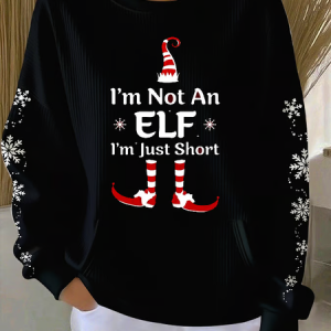 Women Christmas Crew Neck Printing Casual Spring/Fall Long Sleeve Sweatshirt, JustFashionNow Sweatshirts & Hoodies, color:Black|size:4XL,