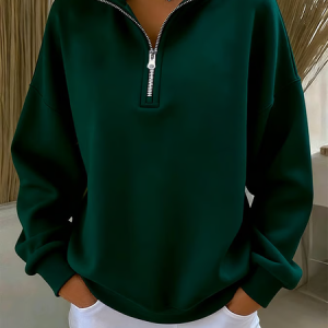 Women Plain Shawl Collar Printing Casual Spring/Fall Long Sleeve Sweatshirt, JustFashionNow Sweatshirts & Hoodies, color:Green|size:4XL,