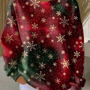 Casual Crew Neck Christmas Sweatshirt Printing, Hoodies & Sweatshirts, color:Wine Red|size:5XL, catalog Noracora shop