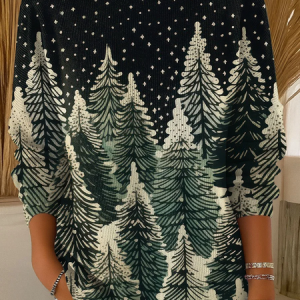 Women Christmas Printing Spring/Fall Casual Long Sleeve Crew Neck Sweater, JustFashionNow Sweaters, color:Black|size:5XL,