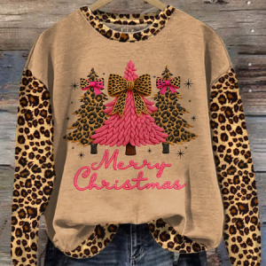 Casual Crew Neck Leopard Sweatshirt Printing, Hoodies & Sweatshirts, color:Khaki|size:XXL, catalog Noracora shop