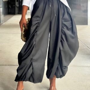 Casual Plain Loose Fashion Pants, Pants, color:Black|size:XXL, Stylewe