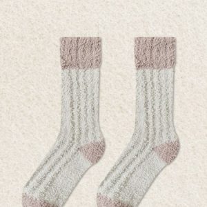 Coral Fleece Mid-calf Socks Autumn And Winter Women's Home Warm Fleece-lined Thick Plush Socks For Floors, JustFashionNow Socks, color:Light Gray|size:One-size,