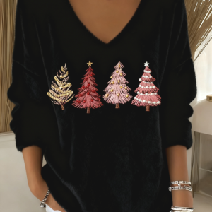 Casual Plain V Neck Long Sleeve T-shirt, T-shirts, color:Red|size:3XL, catalog Noracora shop
