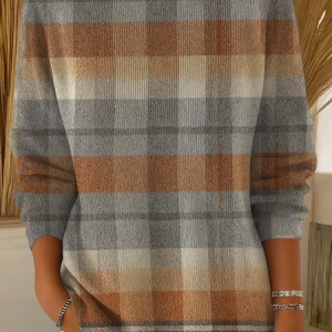 Women Plaid Long Sleeve Comfy Casual Printing Sweater, Sweaters, color:As Picture|size:5XL, catalog Noracora shop