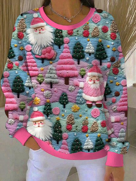 Women Santa Claus Crew Neck Printing Casual Spring/Fall Long Sleeve Sweatshirt, JustFashionNow Sweatshirts & Hoodies, color:As Picture|size:5XL,