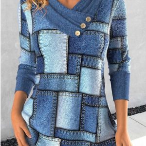 Casual Striped Long Sleeve T-shirt, T-shirts, color:Blue|size:4XL, catalog Noracora shop