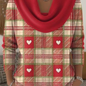 Women Color Block Long Sleeve Comfy Vintage Sweater, Sweaters, color:Red|size:4XL, catalog Noracora shop