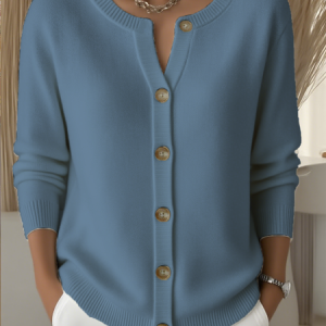 Women Knitted Plain Long Sleeve Comfy Vintage Cardigan, Cardigans, color:Blue|size:4XL, catalog Noracora shop