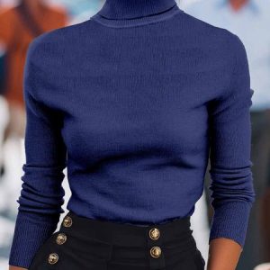 Women Plain Long Sleeve Comfy Street Split Joint Sweater, Sweaters, color:Deep Blue|size:One-size, catalog Noracora shop