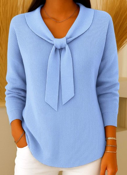 Women Plain Spring/Fall Casual Long Sleeve V Neck Cotton Sweater, JustFashionNow Sweaters, color:Sky Blue|size:5XL,