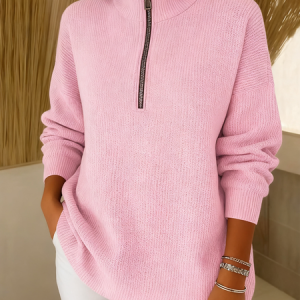 Women Plain Long Sleeve Comfy Casual Sweater, Sweaters, color:Pink|size:4XL, catalog Noracora shop