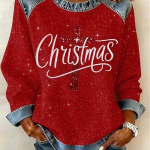 Vintage Crew Neck Christmas Sweatshirt Printing, Hoodies & Sweatshirts, color:Red|size:3XL, catalog Noracora shop