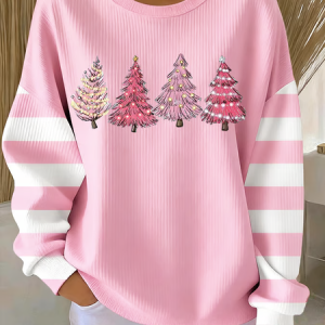 Casual Crew Neck Striped Sweatshirt Printing, Hoodies & Sweatshirts, color:Pink|size:5XL, catalog Noracora shop