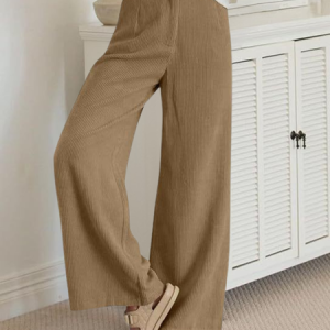 Women Plain Long Elastic Waist Pants Casual Spring/Fall Trousers, Pants, color:Khaki|size:XXL, catalog Noracora shop