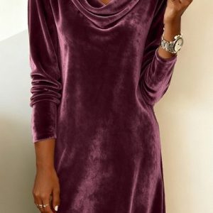 Women Plain Spring/Fall Split Joint Dress Hoodie Long Sleeve Fit & Flare Dress A-Line Dress, Dresses, color:Purple|size:XXL, catalog Noracora shop