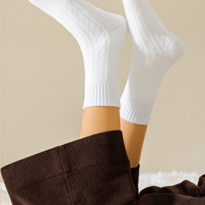 Plush And Thick Towel Socks Twisted Autumn And Winter Style Mid-tube Socks Women's Long Socks Thick Socks Winter Warm Women's Socks, JustFashionNow Socks, color:White|size:One-size,