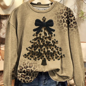Women Leopard Crew Neck Printing Casual Spring/Fall Long Sleeve Sweatshirt, JustFashionNow Sweatshirts & Hoodies, color:Khaki|size:XXL,