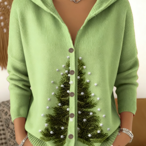 Women Wool/Knitting Christmas Long Sleeve Comfy Casual Cardigan, Cardigans, color:Green|size:4XL, catalog Noracora shop