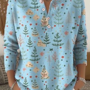 Women Christmas Long Sleeve Comfy Casual Sweater, Sweaters, color:Blue|size:4XL, catalog Noracora shop