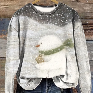 Casual Crew Neck Christmas Snowman Sweatshirt Printing, Hoodies & Sweatshirts, color:Gray|size:XXL, catalog Noracora shop